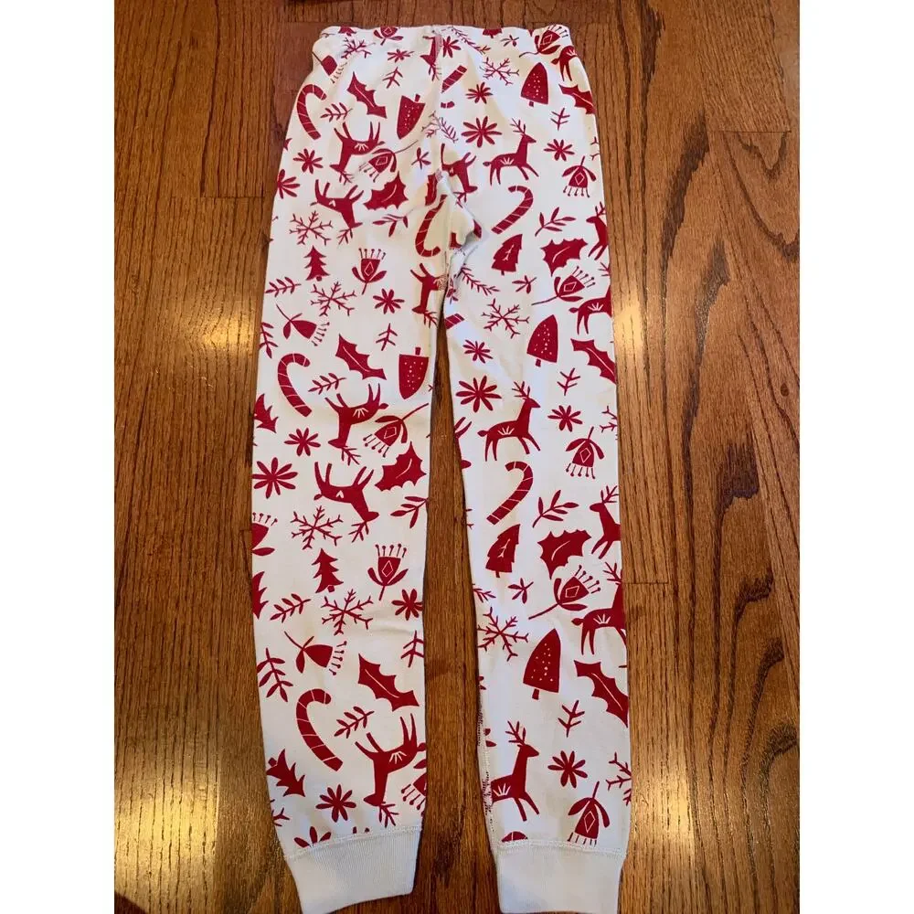 Hanna Andersson Scandi Cane Long John Holiday Cotton Pajama Set | Size 8
